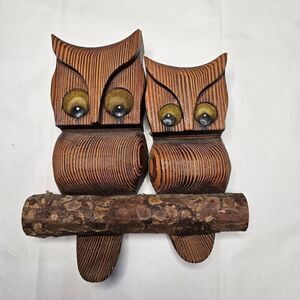 Vintage Wood Owls Wall Decor Witco Style 60s-70s Y2K